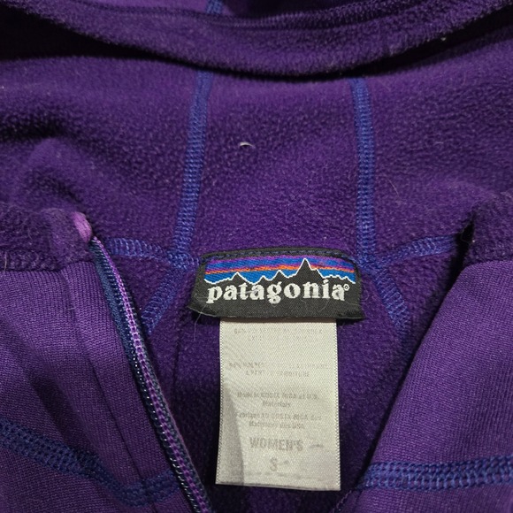 Patagonia Fleece Jacket Womens Small Purple Piton Hybrid Hooded Full Zip Outdoor - Picture 2 of 9
